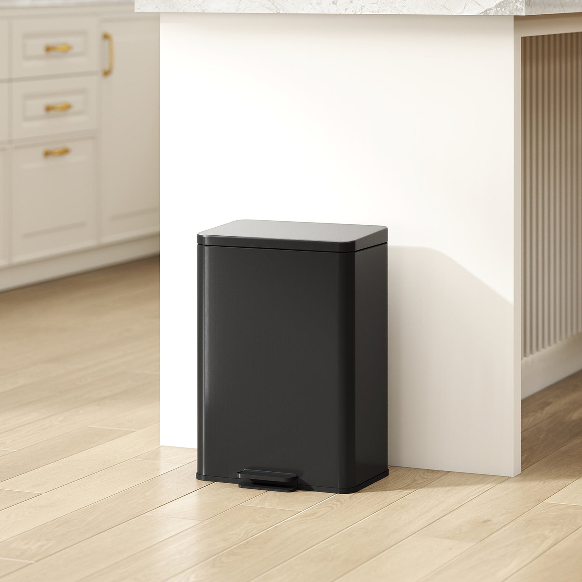 5.3 Gallon/20 L Garbage Bin with Soft Close Lid, Trash Can with Removable Inner Bucket for Kitchen, Office, Matte Black