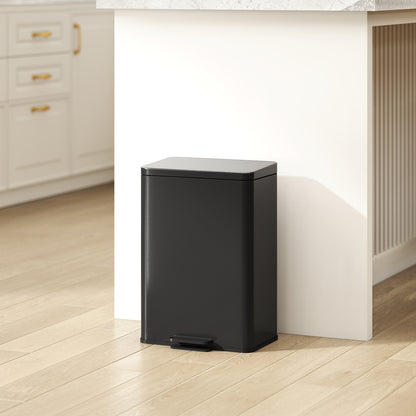5.3 Gallon/20 L Garbage Bin with Soft Close Lid, Trash Can with Removable Inner Bucket for Kitchen, Office, Matte Black