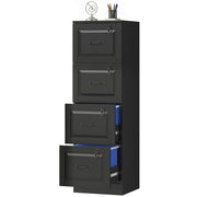 4 Drawer File Cabinet with Lock, Vertical Filing Cabinet with Adjustable Hanging Bars for A4 and Letter Size, Black