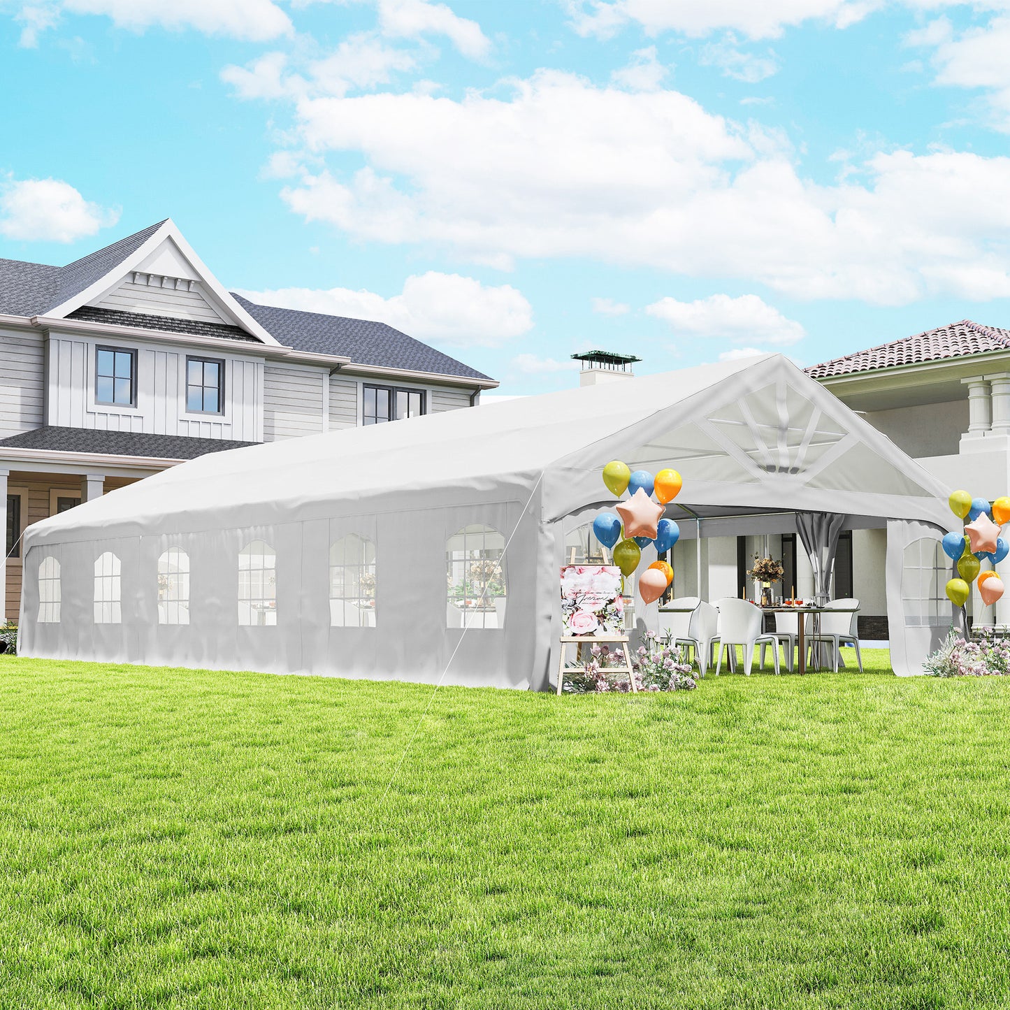 Heavy Duty Party Tent, 20' x 40' Large Sun Shade Canopy Tent for Parties, Wedding, Events, BBQ Grill, White
