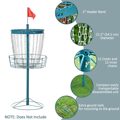 Soozier 24-Chain Portable Practice Basket for Disc Golf Target Stand Easy Assembly & Lightweight Basket w/ Carry Bag Navy Blue