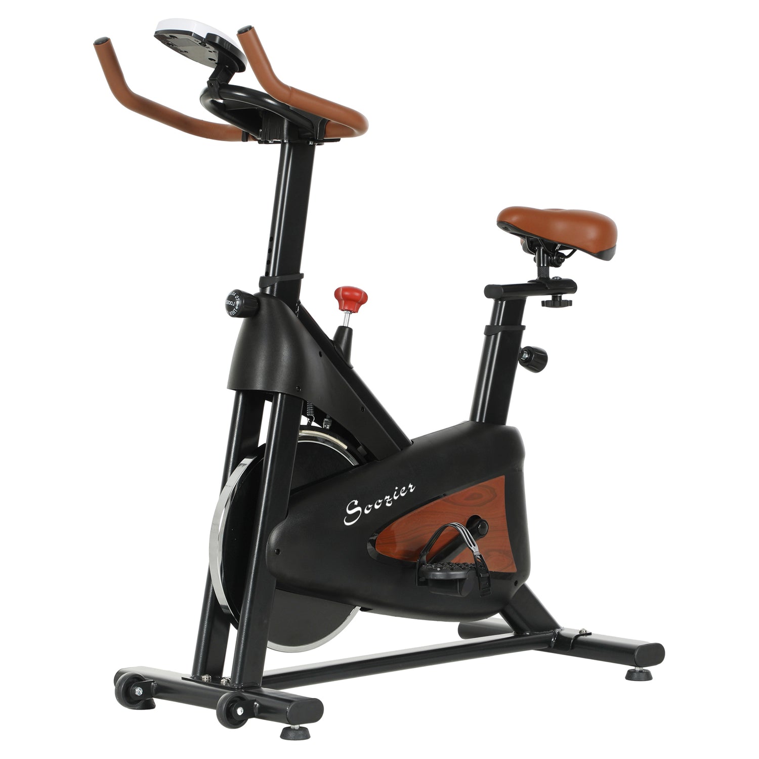 Soozier Quiet Stationary Exercise Bike with Adjustable Resistance, Seat, Black