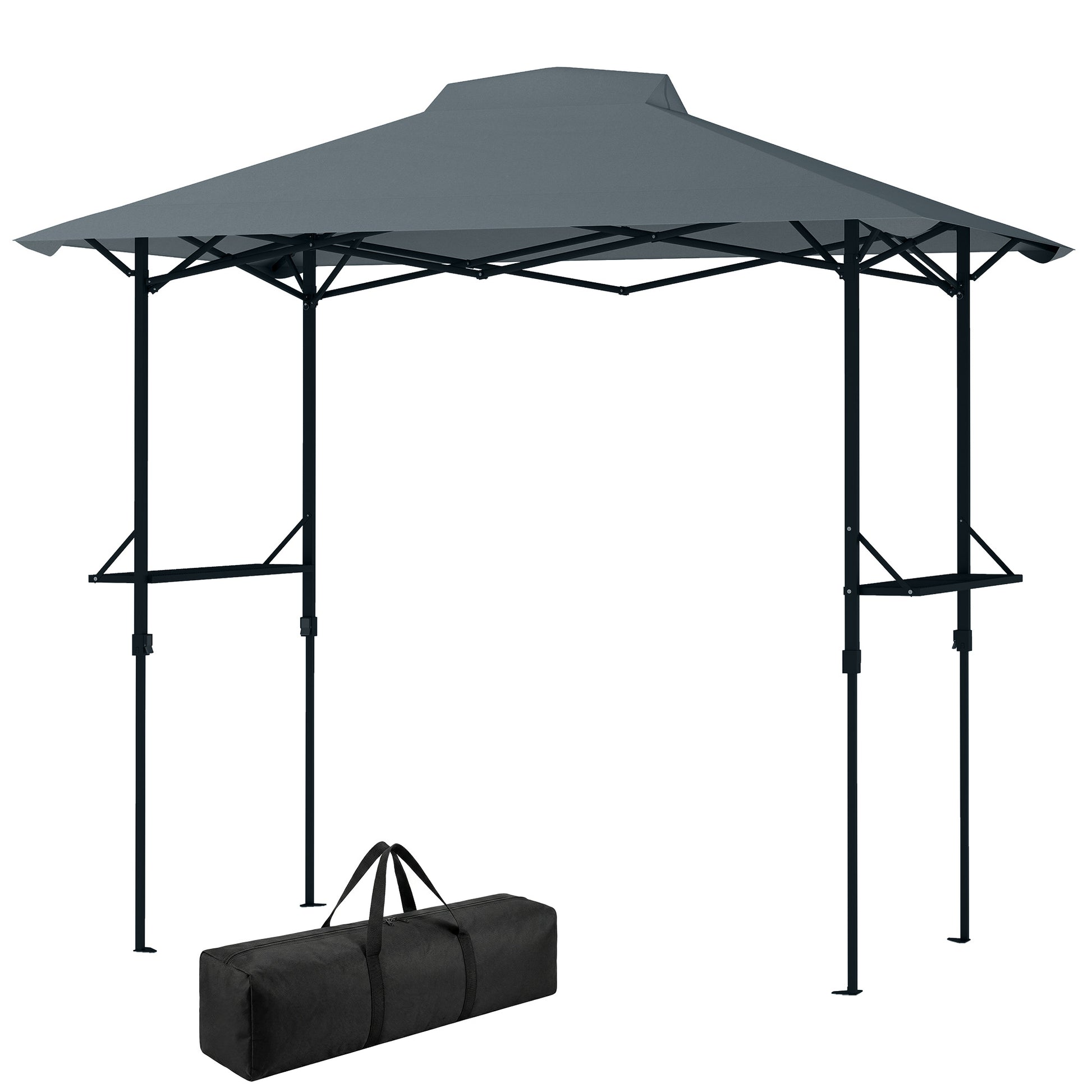 5 x 8.5 ft Pop Up Grill Gazebo with 2 Shelves, UPF 50+ Outdoor Instant Canopy Portable Shelter with Carry Bag, Dark Grey