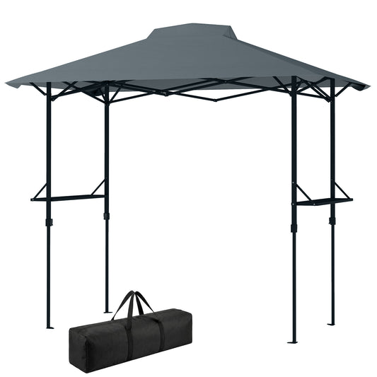 5 x 8.5 ft Pop Up Grill Gazebo with 2 Shelves, UPF 50+ Outdoor Instant Canopy Portable Shelter with Carry Bag, Dark Grey