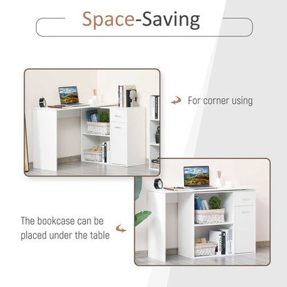 180° Rotating Home Office Corner Desk Storage Shelf Cabinet White
