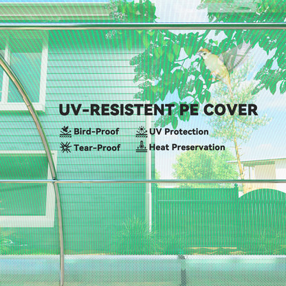 Walk-in Tunnel Greenhouse, Plant Hot House with Sunshade Net, Roll-up Mesh Sidewalls, 2 Doors, 10' x 13' x 6.5' , Green