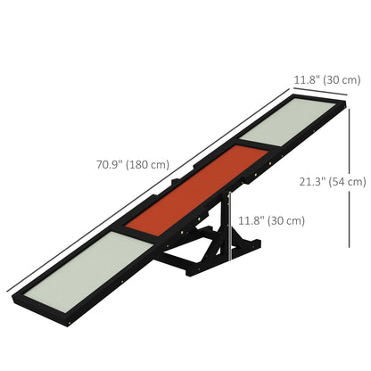 Wood Pet Seesaw, Dog Agility Training Equipment for Obedience Training, Weather Resistant, Black