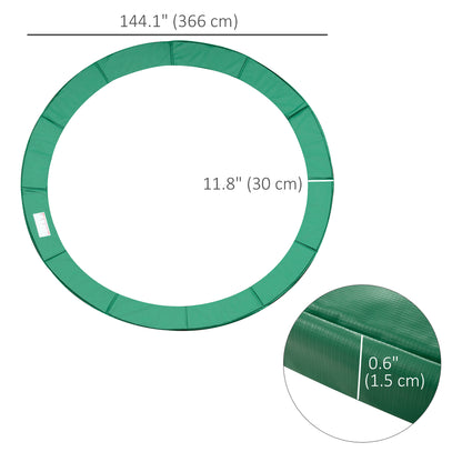 12ft Trampoline Pad, Trampoline Replacement Safety Pad Mat Spring Cover, Water-Resistant, UV-Resistant, Tear-Resistant Edge Protection, No Holes for Pole, Green