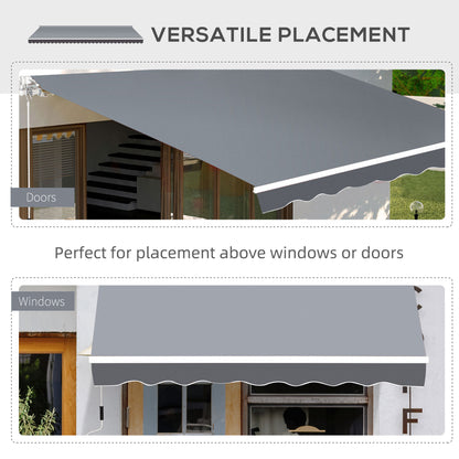 8' x 7' Retractable Awning, Patio Awnings, Sunshade Shelter with 280 g/m² UV & Water-Resistant Fabric and Aluminum Frame for Deck, Balcony, Yard, Grey