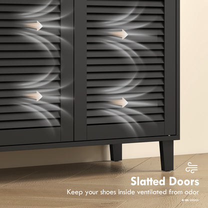 Shoe Cabinet with Adjustable Shelves Shoe Storage Cabinet with 2 Doors for Entryway Hallway Black