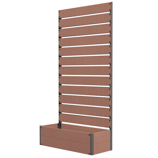 Raised Garden Bed with Trellis, Outdoor Climbing Plant Planter Box, Durable Garden Support Structure for Patio and Backyard, Light Brown