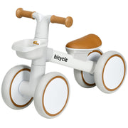 Qaba Toddler Balance Bike for 12–36 Months with Adjustable Seat, Removable Basket, 4 Silent Wheels, Brown