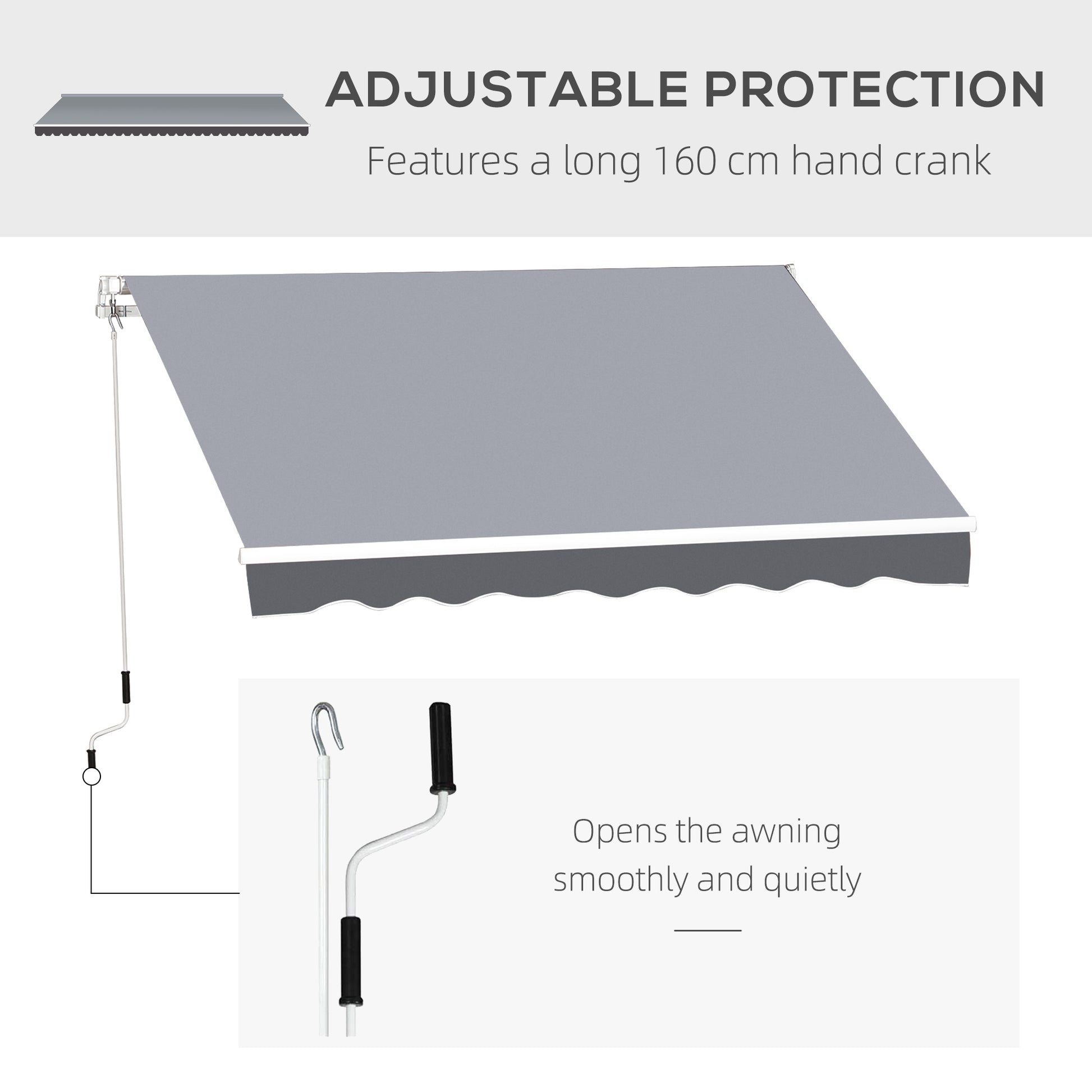 8' x 7' Retractable Awning, Patio Awnings, Sunshade Shelter with 280 g/m² UV & Water-Resistant Fabric and Aluminum Frame for Deck, Balcony, Yard, Grey