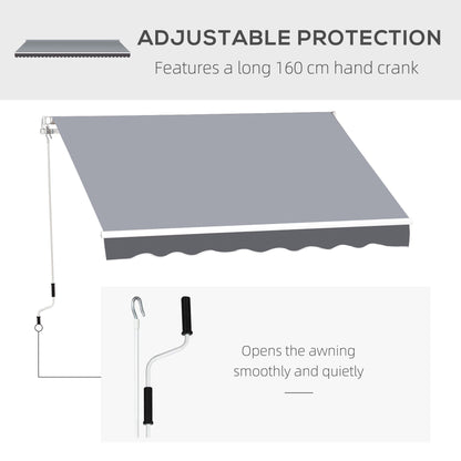 8' x 7' Retractable Awning, Patio Awnings, Sunshade Shelter with 280 g/m² UV & Water-Resistant Fabric and Aluminum Frame for Deck, Balcony, Yard, Grey