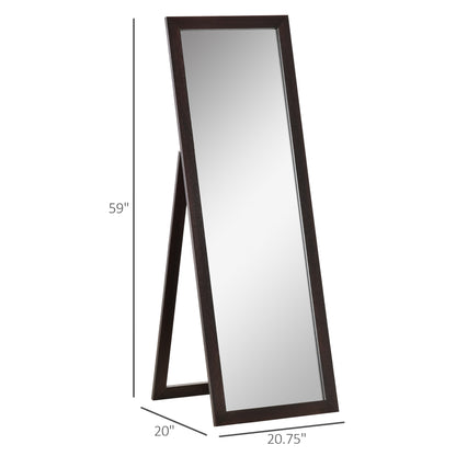 58" x 20" Full Length Mirror with Frame, Floor Standing Mirror, Rectangular Full Body Mirror for Bedroom, Living Room, Brown