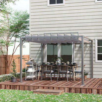 9.7' x 9.7' Outdoor Pergola with Retractable Roof, Aluminium Louvered Pergola Canopy Gazebo for Lawn Garden Patio, Grey