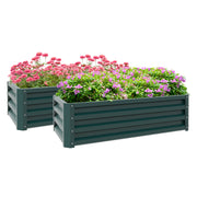 Galvanized Raised Garden Beds, Outdoor Planter Box, Set of 2, for Flowers, Herbs and Vegetables, Green