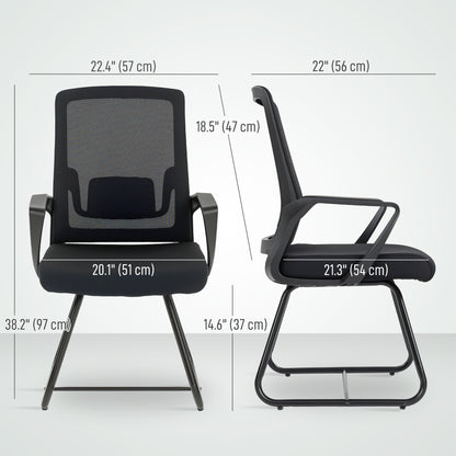 Desk Chair, Desk Chair No Wheels with Mesh Back, Lumbar Support, Metal Base for Reception, Conference
