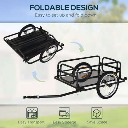 Aosom Folding Bicycle Cargo Trailer Utility Bike Cart Travel Luggage Carrier Garden Patio Tool New, Black