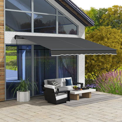 12' x 10' Retractable Awning, 280gsm UV Resistant Sunshade Shelter, for Deck, Balcony, Yard, Black