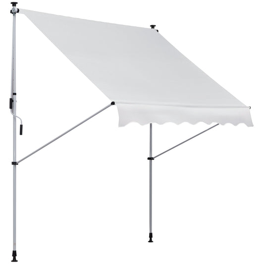 6.6'x5' Manual Retractable Patio Awning Window Door Sun Shade Deck Canopy Shelter Water Resistant UV Protector White