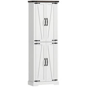 72" Pantry Cabinet, Farmhouse Freestanding Kitchen Storage Cabinet with Adjustable Shelves for Dining Room, White