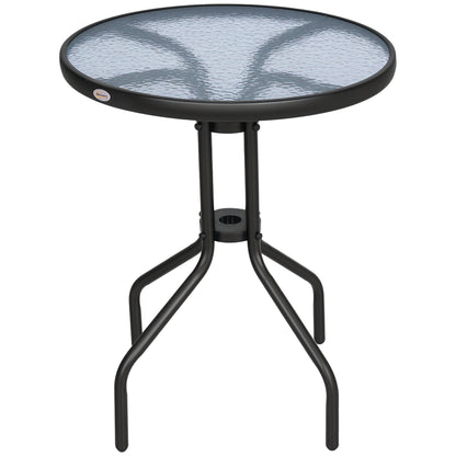 24" Patio Table Round Tempered Glass Top Outdoor Dining Steel Frame Backyard