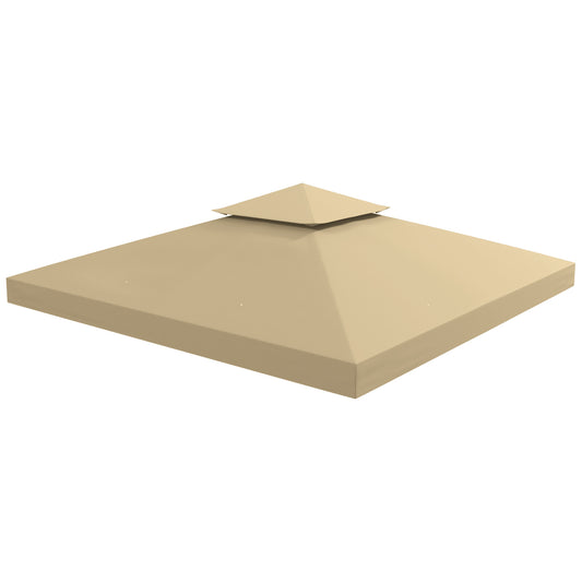 10' x 10' 2-Tier Canopy Replacement Cover Outdoor Garden Gazebo Top Cover, Beige