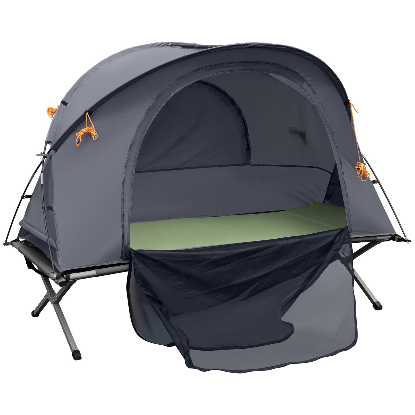 Camping Tent Cot, Multifunctional Folding Tent Combo, Portable Off-Ground Tent Shelter with Self-Inflating Air Mattress and Carry Bag for 1 Person