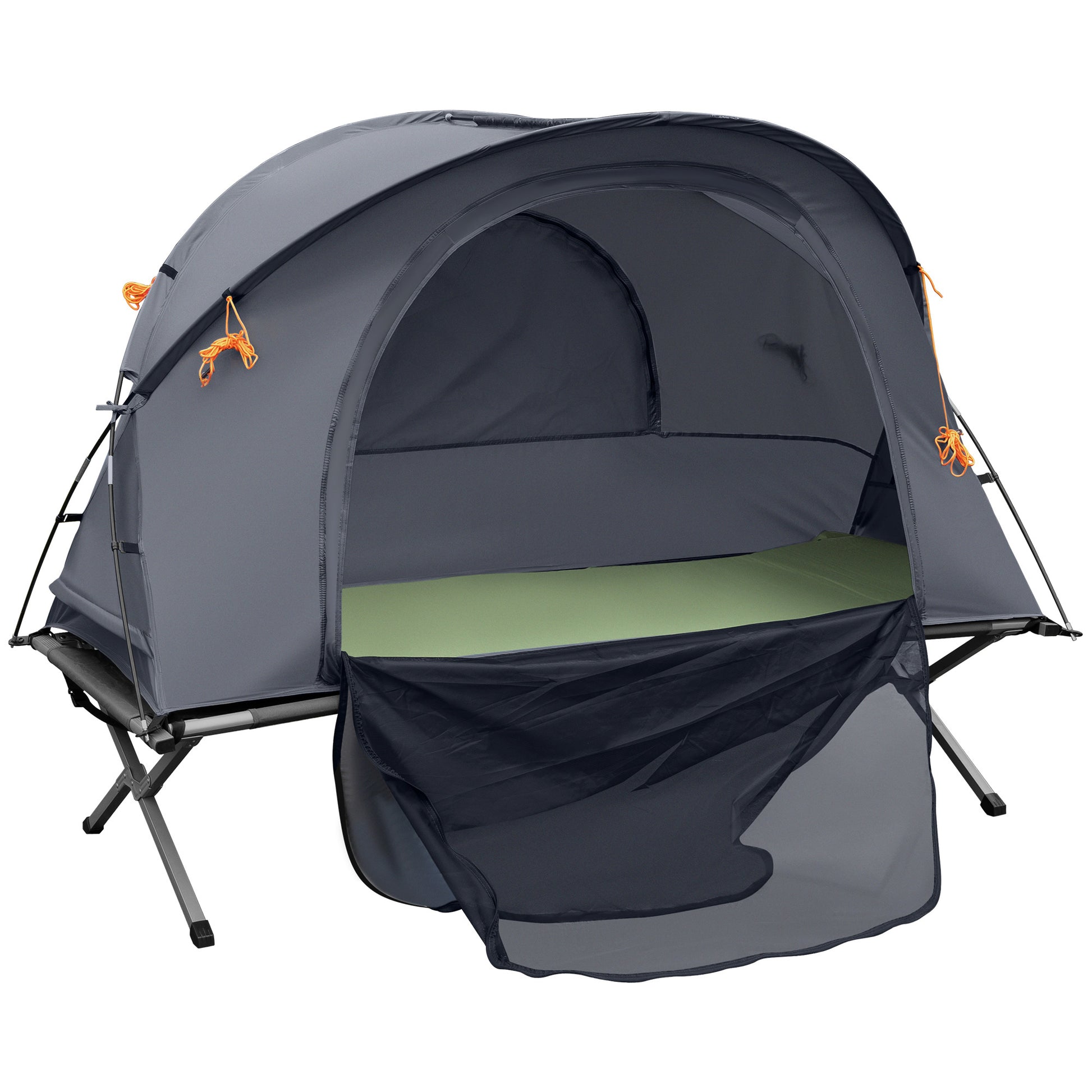 Camping Tent Cot, Multifunctional Folding Tent Combo, Portable Off-Ground Tent Shelter with Self-Inflating Air Mattress and Carry Bag for 1 Person