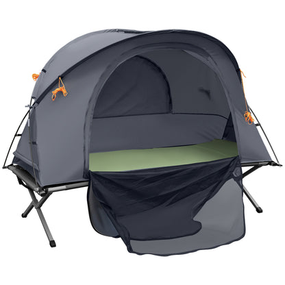 Camping Tent Cot, Multifunctional Folding Tent Combo, Portable Off-Ground Tent Shelter with Self-Inflating Air Mattress and Carry Bag for 1 Person
