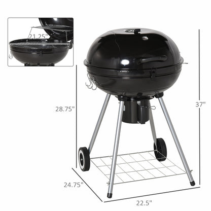 Portable Kettle Charcoal Grill for Outdoor Grilling Heat Control BBQ Barbecue