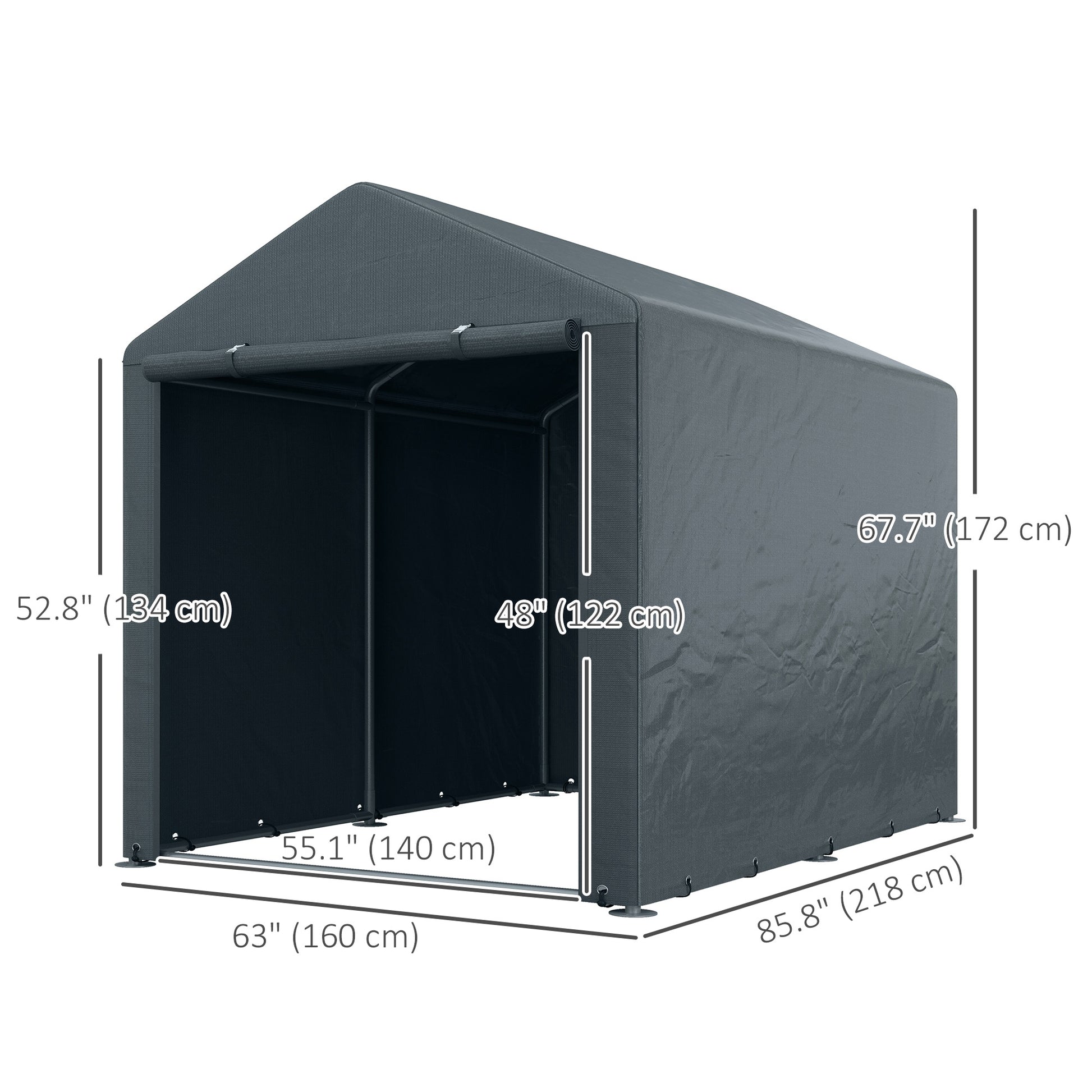 Portable Bicycle Shed with Galvanised Steel Frame and Large Door, Waterproof Outdoor Shed for Garden Tools, Dark Grey