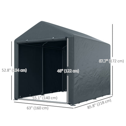 Portable Bicycle Shed with Galvanised Steel Frame and Large Door, Waterproof Outdoor Shed for Garden Tools, Dark Grey