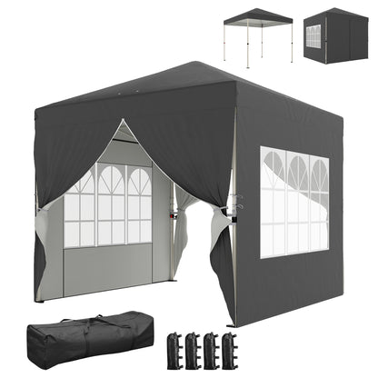 8.2 x 8.2 ft Pop Up Canopy Tent with 4 Sidewalls, UPF 50+ Outdoor Instant Canopy with Carry Bag, Dark Grey