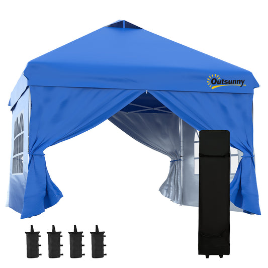 10' x 10' Pop Up Canopy Tent, Instant Sun Shelter, Tents for Parties, with Wheeled Carry Bag, Blue