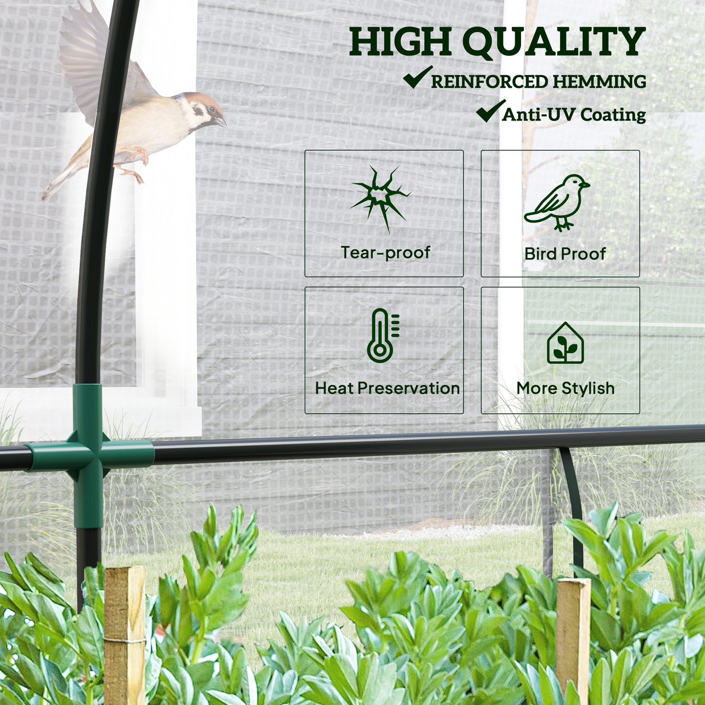 Walk-in Lean-to Greenhouse, Outdoor Gardening Green House with Zipper Roll-up Doors and Window, 10' x 3' x 5', White