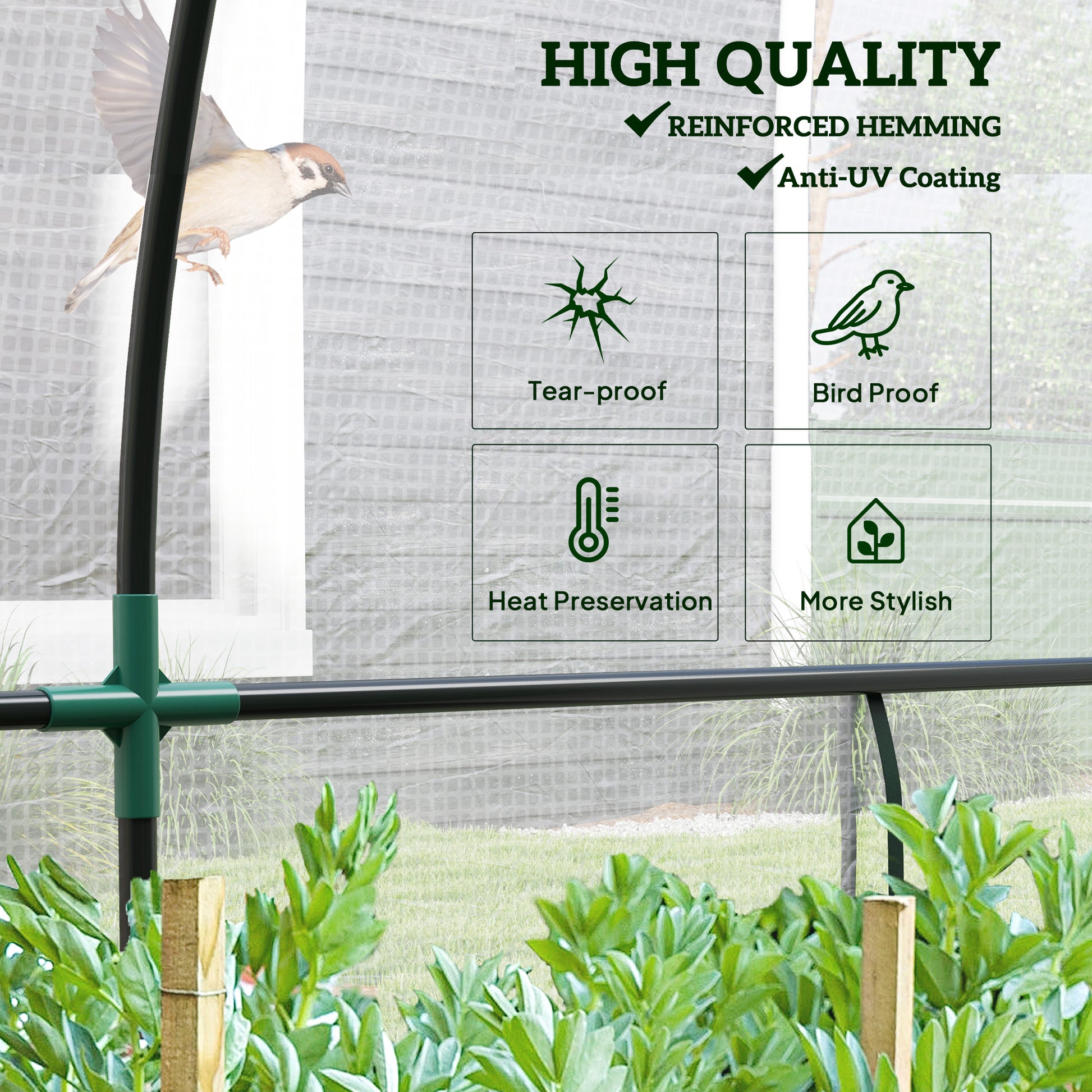 Walk-in Lean-to Greenhouse, Outdoor Gardening Green House with Zipper Roll-up Doors and Window, 10' x 3' x 5', White
