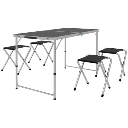 Folding Picnic Table Camping Table and Chairs Use for BBQ Picnic Garden Parties 47.2" L x 23.6" W x 21.7" -27.6" H Black