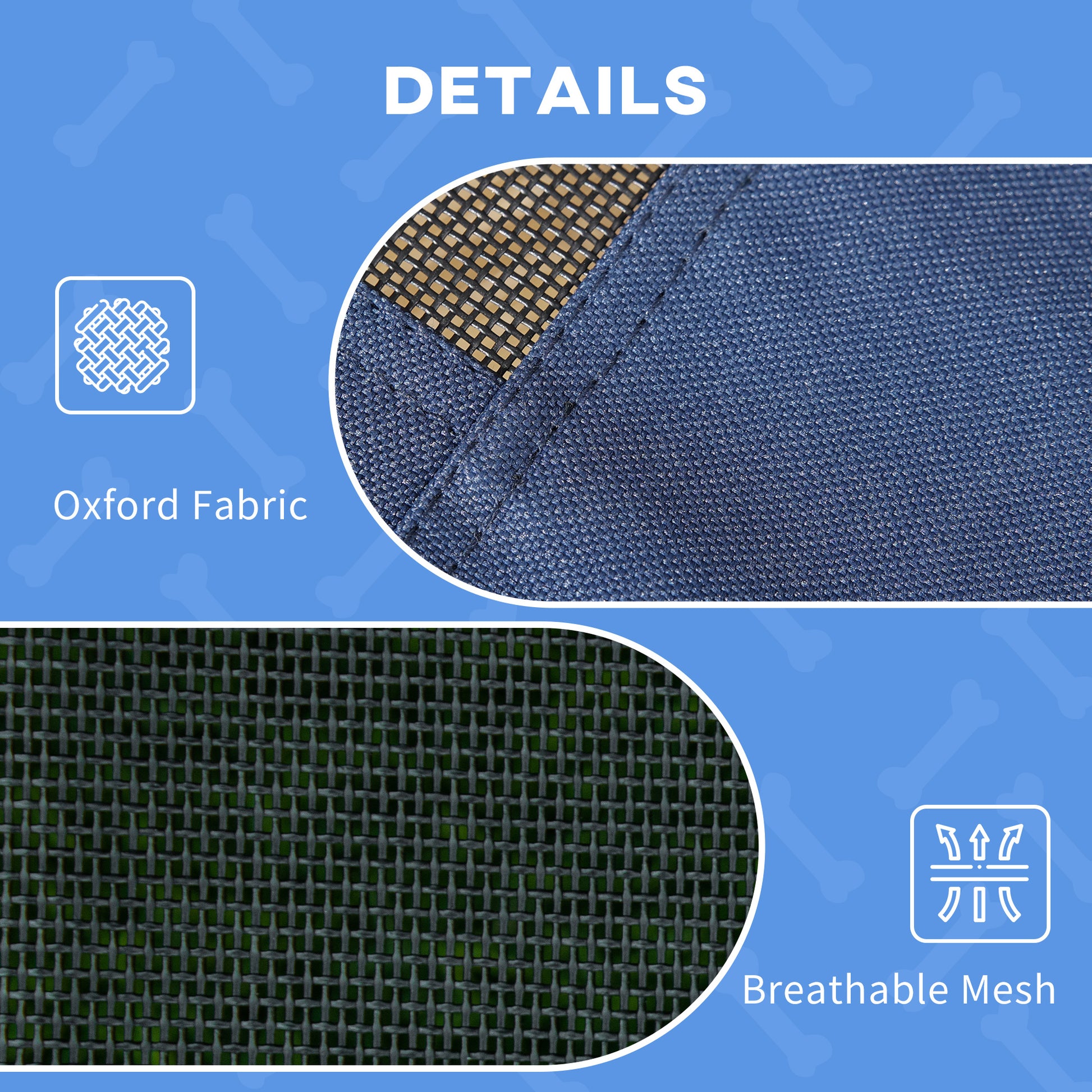 Elevated Dog Bed with Canopy, Portable Raised Dog Cot for L Sized Dogs, Indoor & Outdoor, 36" x 30" x 35", Dark Blue
