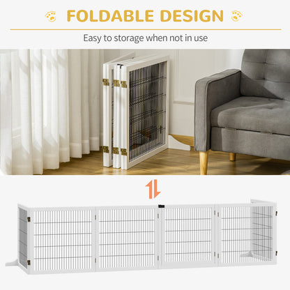 Wooden Freestanding Pet Gate w/ 2 Support Feet, White