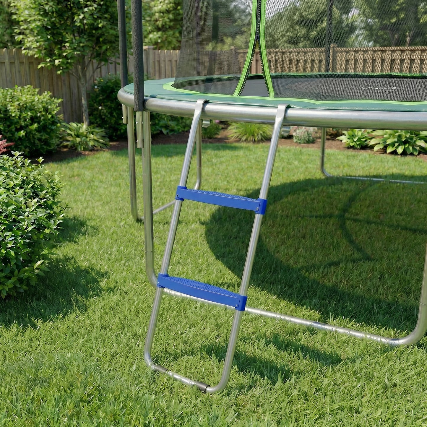 Soozier Trampoline Ladder, 2-Steps with Horizontal Wide Steps, Universal Hook, Galvanized Steel Frame, 330LBS Load Capacity