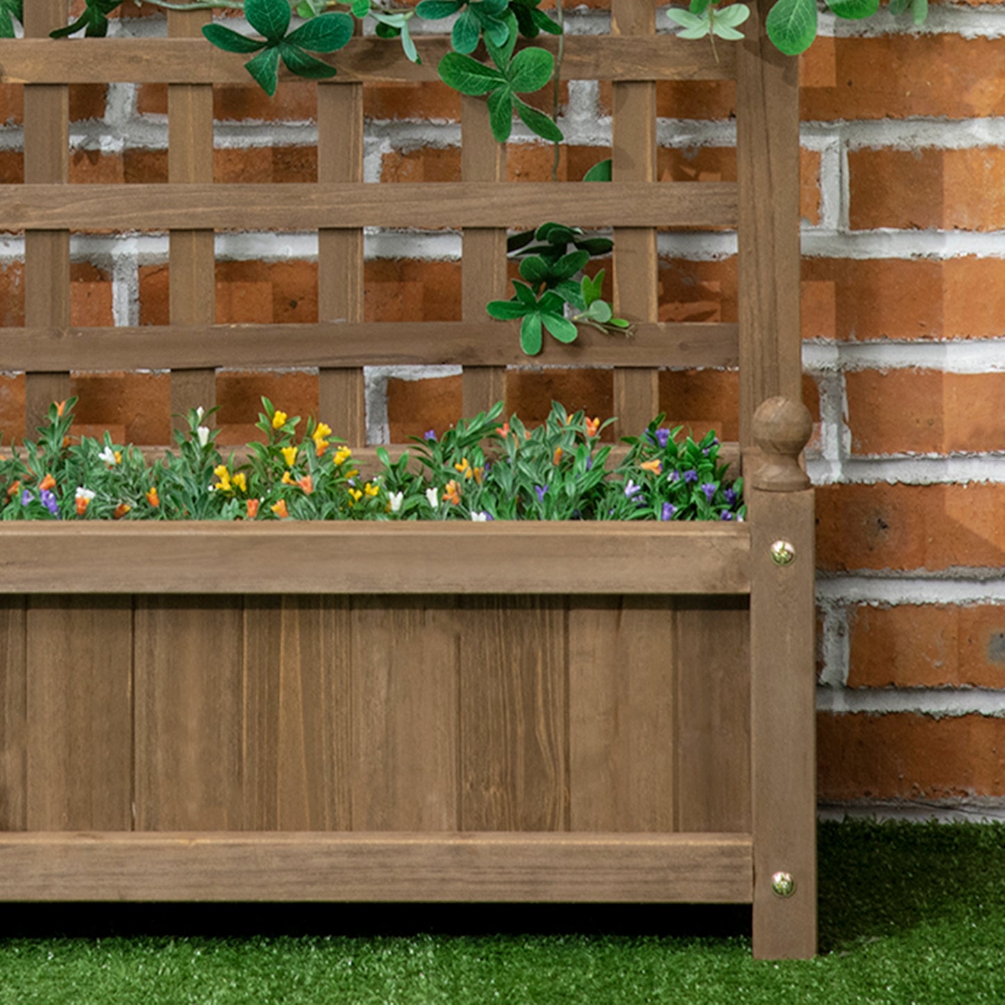 Garden Planter with Trellis for Climbing Vines, Wood Raised Garden Bed, Planter Box for Garden, Indoor Outdoor, Coffee