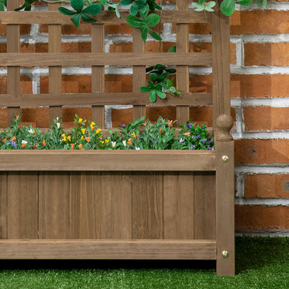 Garden Planter with Trellis for Climbing Vines, Wood Raised Garden Bed, Planter Box for Garden, Indoor Outdoor, Coffee