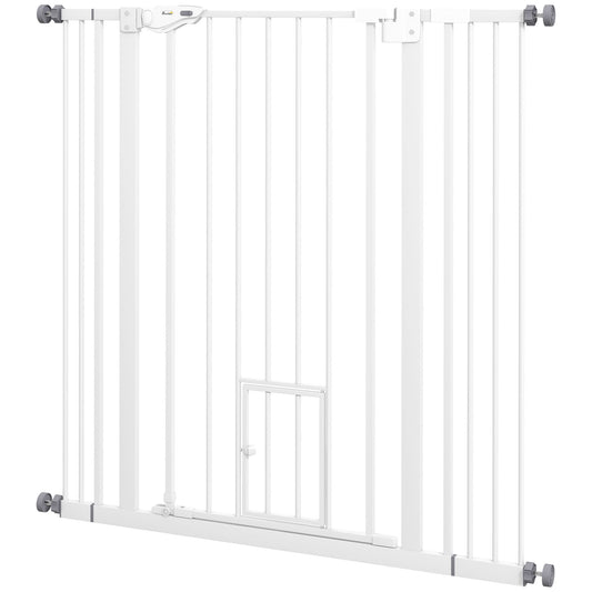 41" Easy Open Indoor Dog Gates for Doorways, House, Stair - White