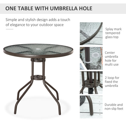 6 Pieces Outdoor Dining Set for 4 with Umbrella Patio Outdoor Furniture Set with Round Table 4 Folding Chairs Grey