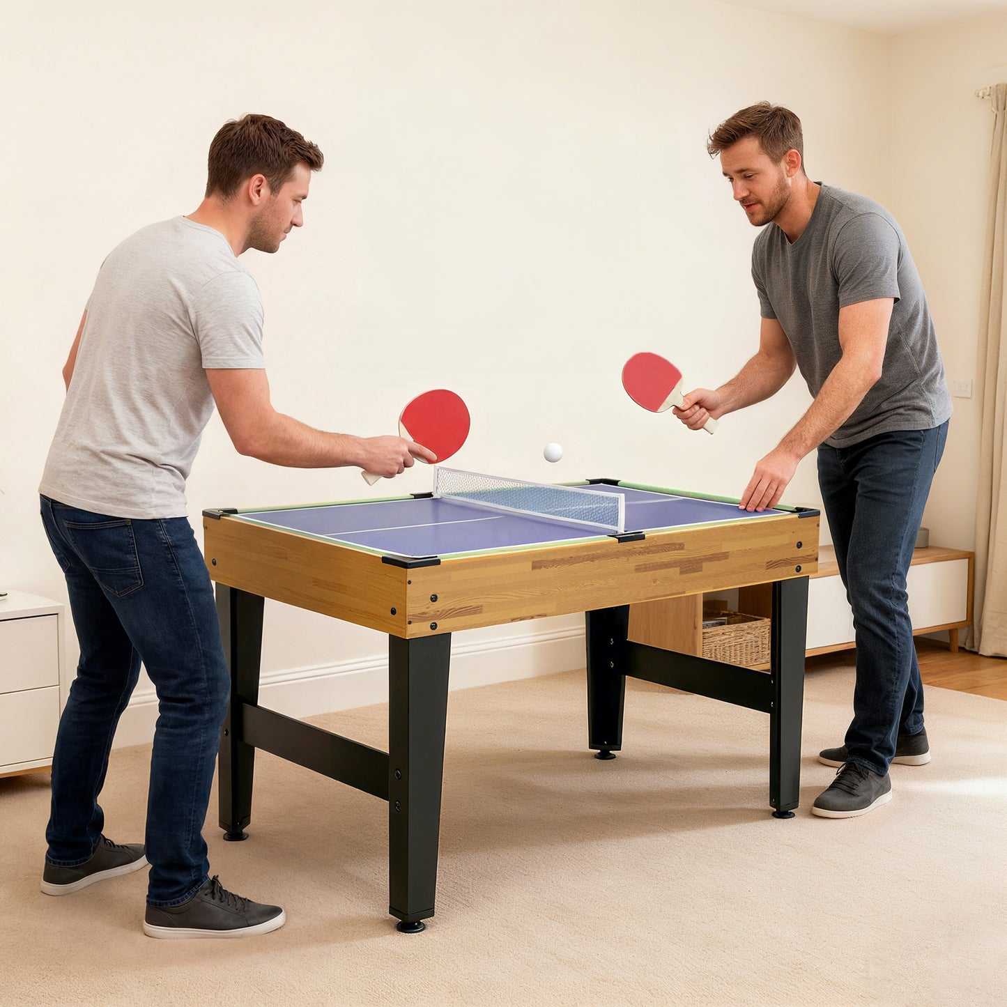Soozier 48 in 13-in-1 Combo Multi Game Table with Foosball, Pool, Hockey and More for Adults, Light Walnut