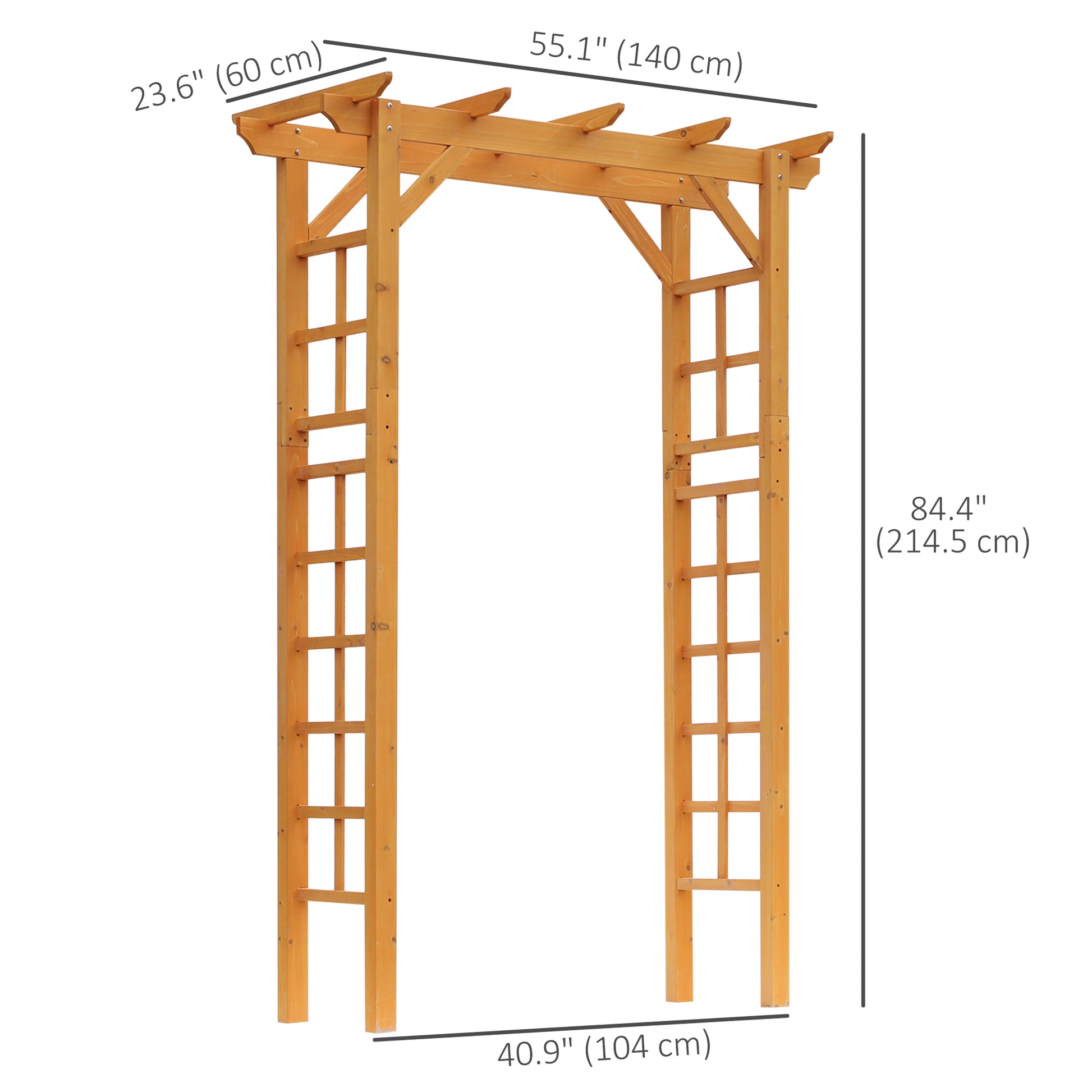85" Wooden Outdoor Garden Arbour, Garden Arch Trellis for Climbing Vines for Wedding and Ceremony - Orange
