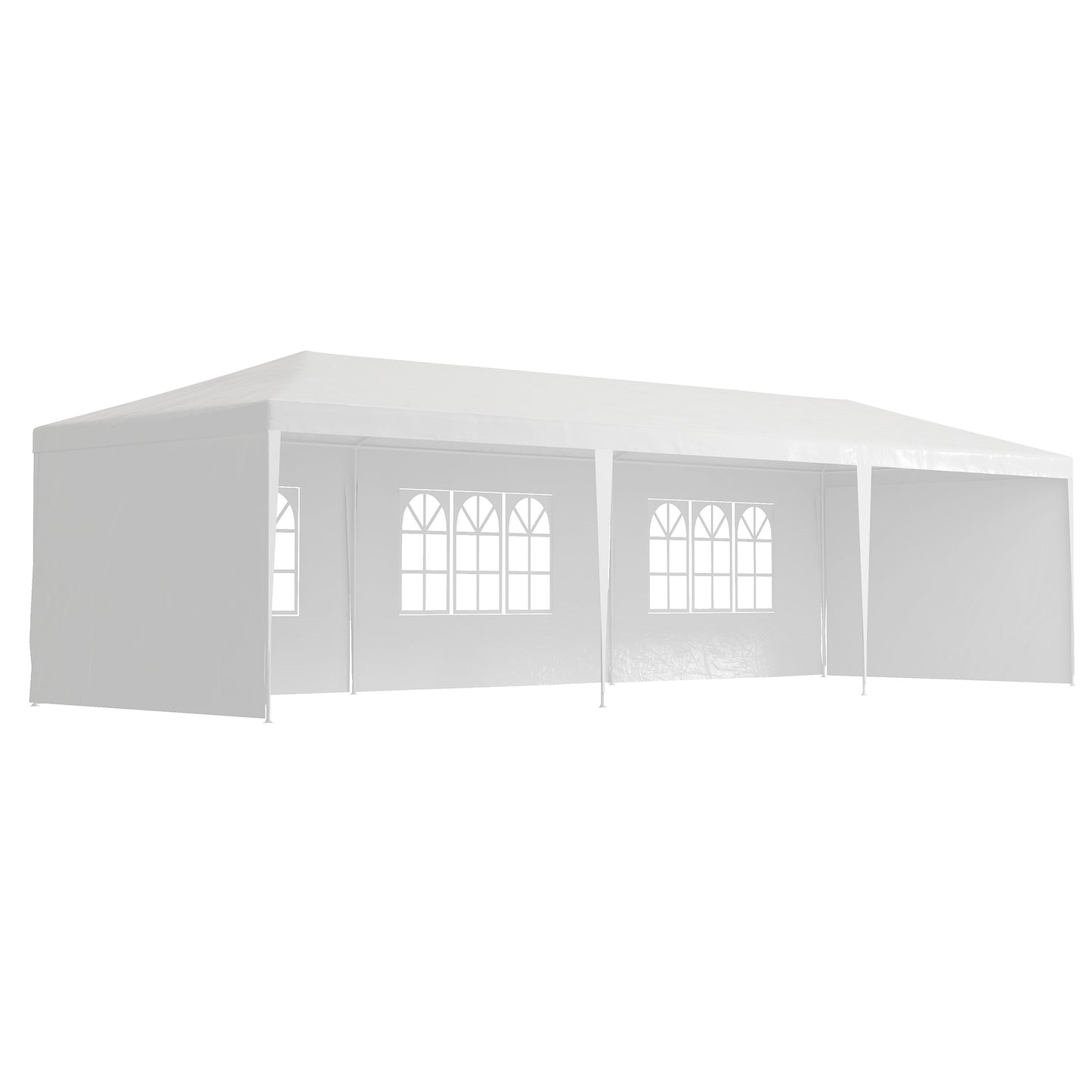 10' x 29' Party Tent, Canopy Tent with Sidewalls and Large Transparent Windows for Garden, Backyard, Outdoor, White
