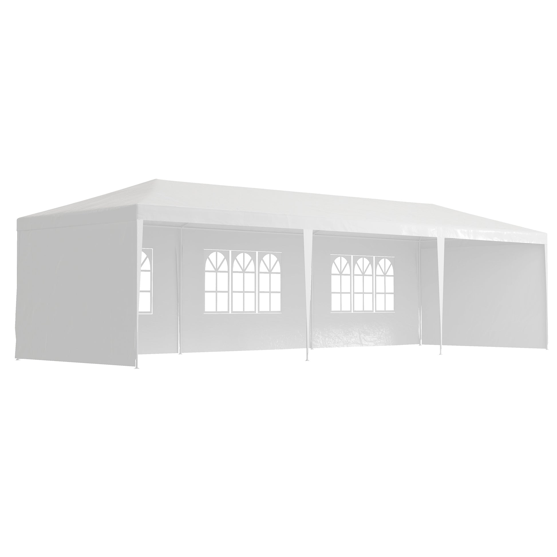 10' x 29' Party Tent, Canopy Tent with Sidewalls and Large Transparent Windows for Garden, Backyard, Outdoor, White